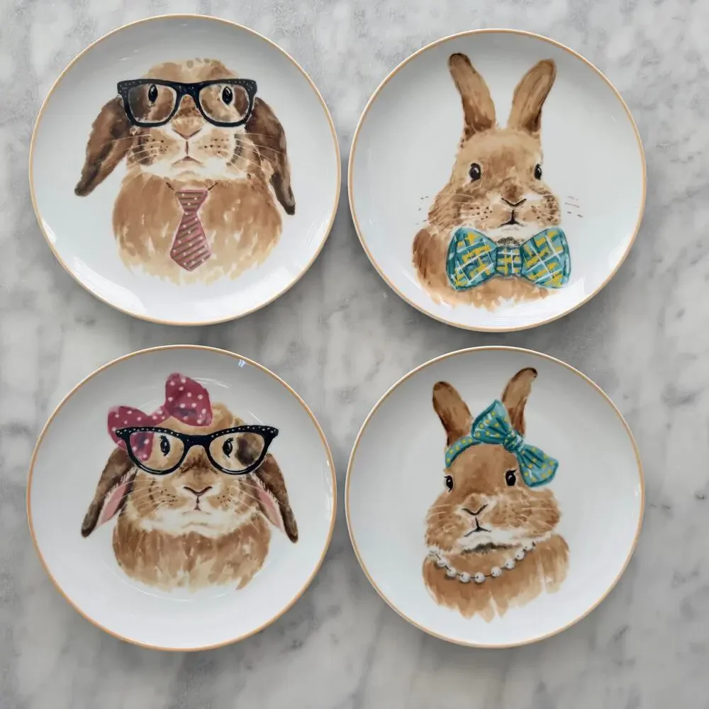 Pier 1 Bunny Face Easter Plate 4pc 8